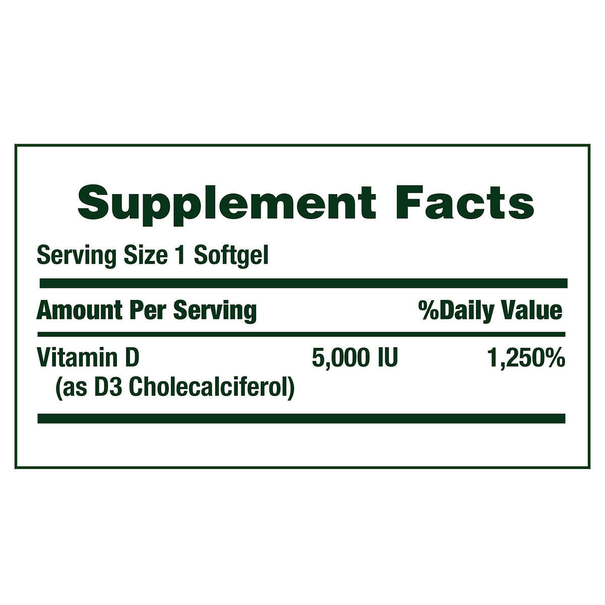 Nature's Bounty Vitamin D3 5000iu 125 mcg 400 Count Affordable Meds